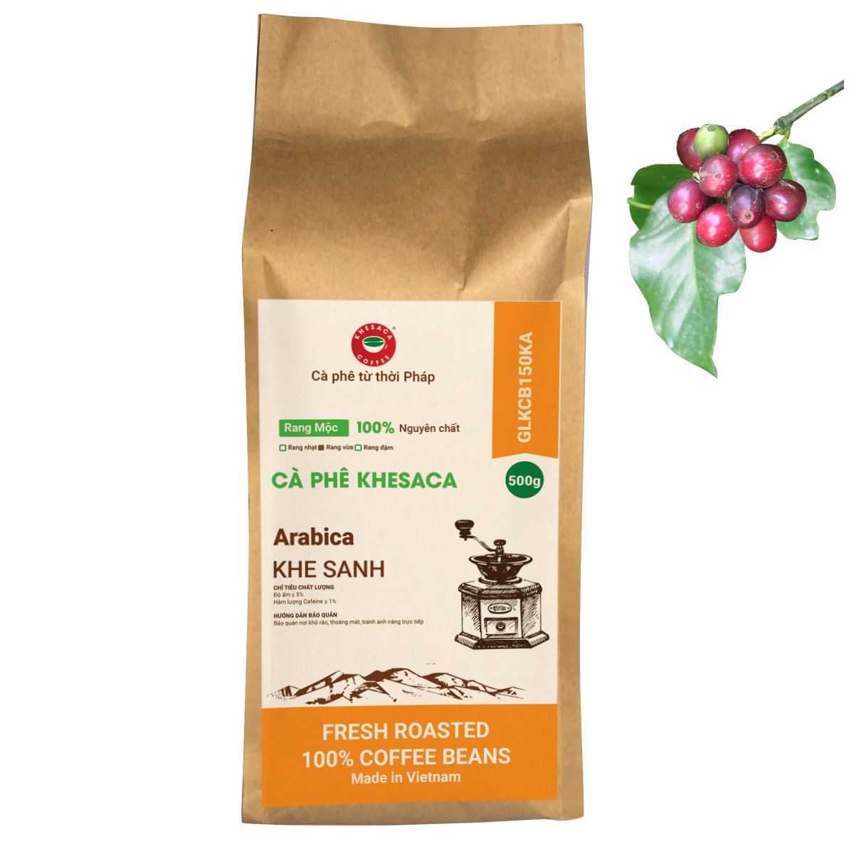 Loại hạt/bột Cà phê nguyên chất 100%. Hảo Hạng – Khesaca cafe Arabica túi 500gr Kraft - Ảnh 5