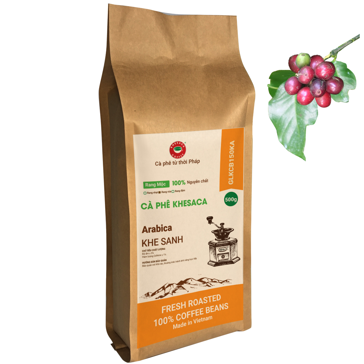 Loại hạt/bột Cà phê nguyên chất 100%. Hảo Hạng – Khesaca cafe Arabica túi 500gr Kraft - Ảnh 4
