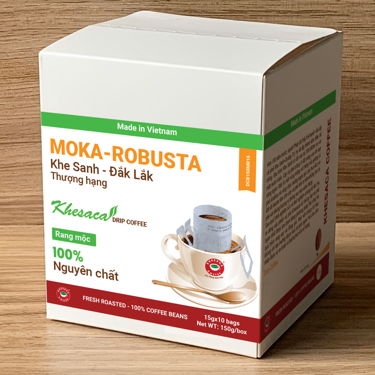 Cà phê phin giấy-Drip Coffee. Moka và Robusta nguyên chất – DCB150RA17- 10gói/ Hộp