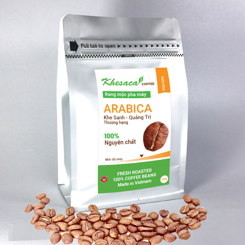 Cafe Arabica Khe Sanh – Quảng Trị. Rang vừa phù hợp pha máy & pha phin loại bột hoặc hạt đam mê