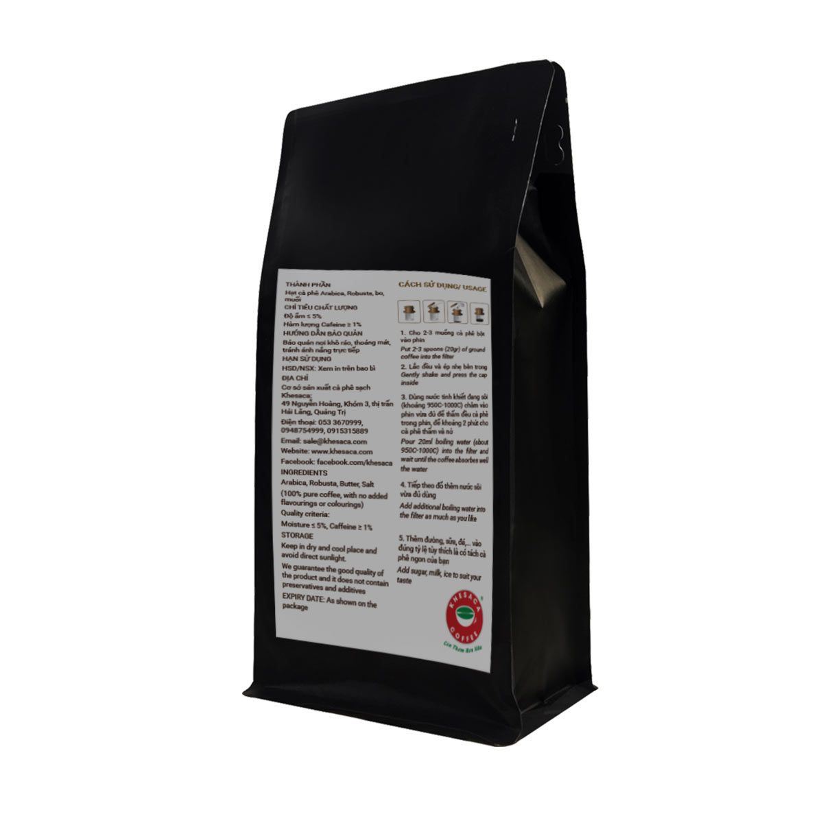 Cafe Cầu Đất – Đắk Lắk. Loại hạt Khesaca Coffee nguyên chất Moka & Robusta túi 500gr -CB150PMR - Ảnh 3