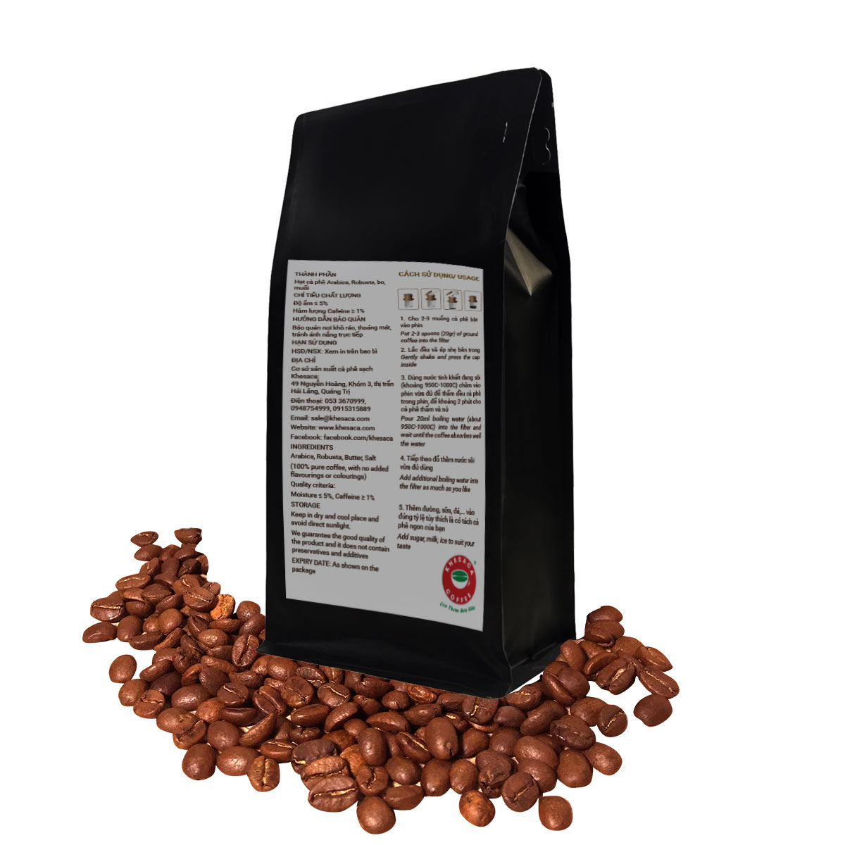 Cafe Cầu Đất – Đắk Lắk. Loại hạt Khesaca Coffee nguyên chất Moka & Robusta túi 500gr -CB150PMR - Ảnh 4